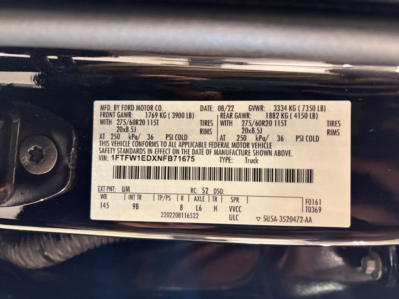 2022 Ford F-150 LARI