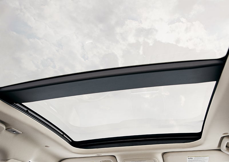 The available panoramic Vista Roof® is shown from inside a 2024 Lincoln Corsair® SUV. | Bluebonnet Motors Lincoln in New Braunfels TX