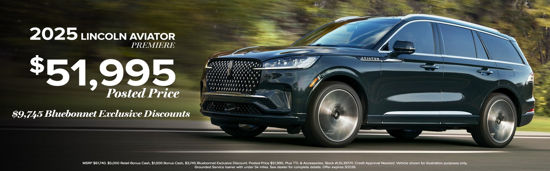 2025 Aviator Posted Price $51,995